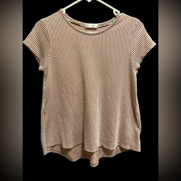 Retrology Tops - Retrology Maroon and White Striped Tee Sz PS
